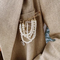 fashion pearl figure 5 tassel brooch big pin corsage western assembly decoration