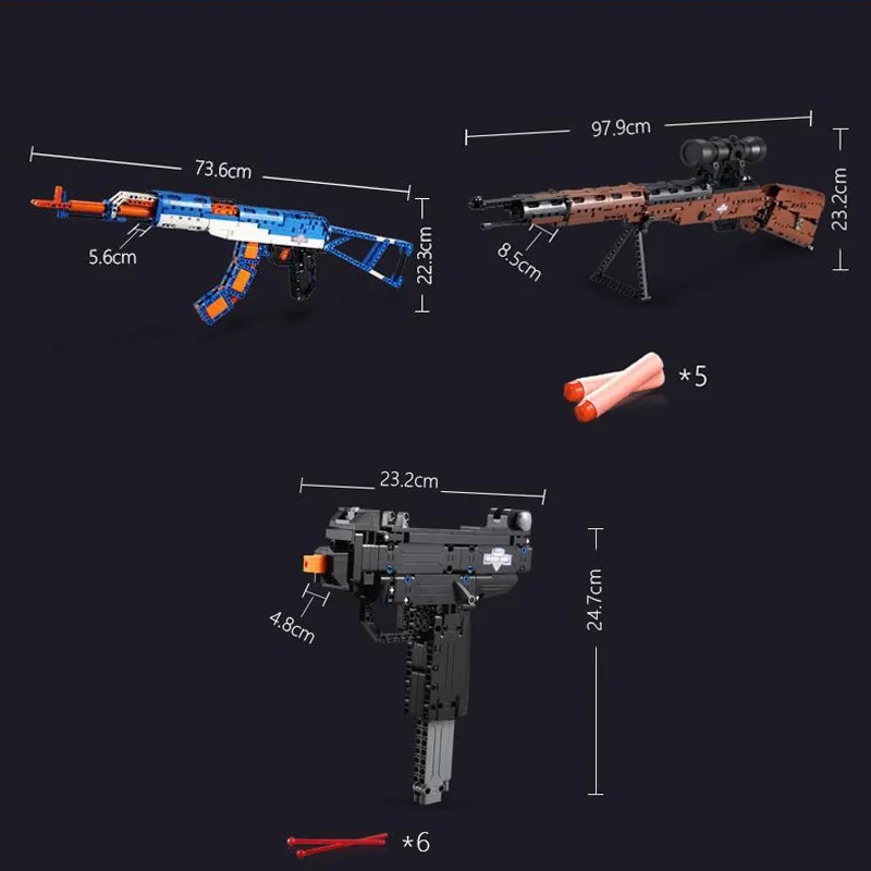 

SWAT Military WW2 Weapon 98K AK47 Desert Eagle Submachine Models Building Blocks Compatible For Pistol GUN Blocks Toys