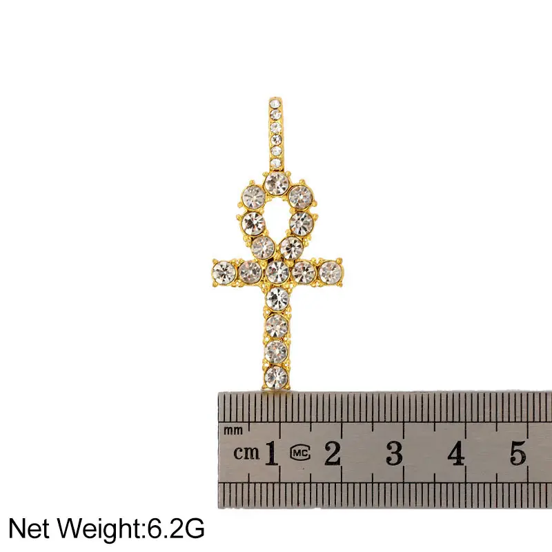 

1pcs Shiny Rhinestone Paved Ankh Cross Charms Silver Gold Color Alloy Pendant For DIY Necklace Making Jewelry Finding Supplies