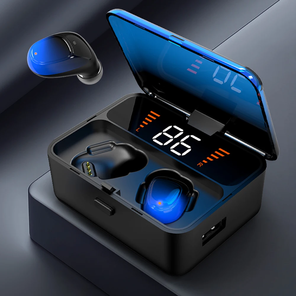 TWS Bluetooth наушники V5.0 сенсорные беспроводные наушники 9D стерео Спорт водонепроницаемый гарнитура Handsfree с светодиодный дисплей питания