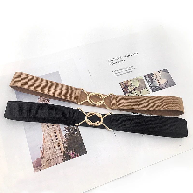 

1Pcs Fashion PU Black White Waist Band Thin Elastic Waist Belt Women's Belts Dress Apparel Accessories