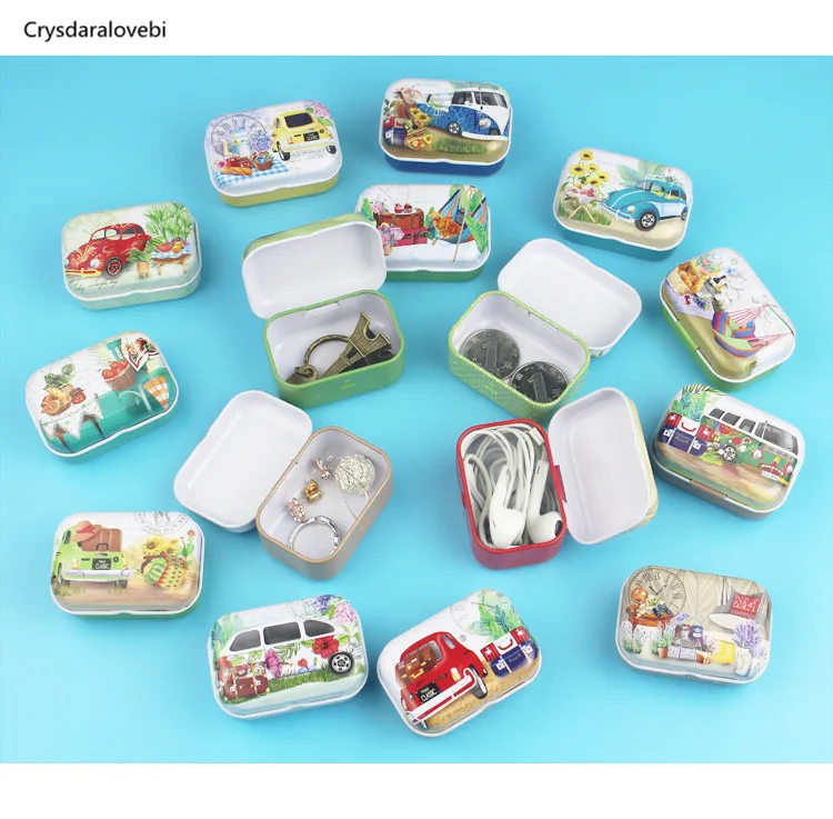 

32pcs Cartoon Mermaid Tin Box 5.5X3.8X2.4cm Candy Sugar Pill Packing Box Mini Monroe Pattern Metal Storage Container Gift
