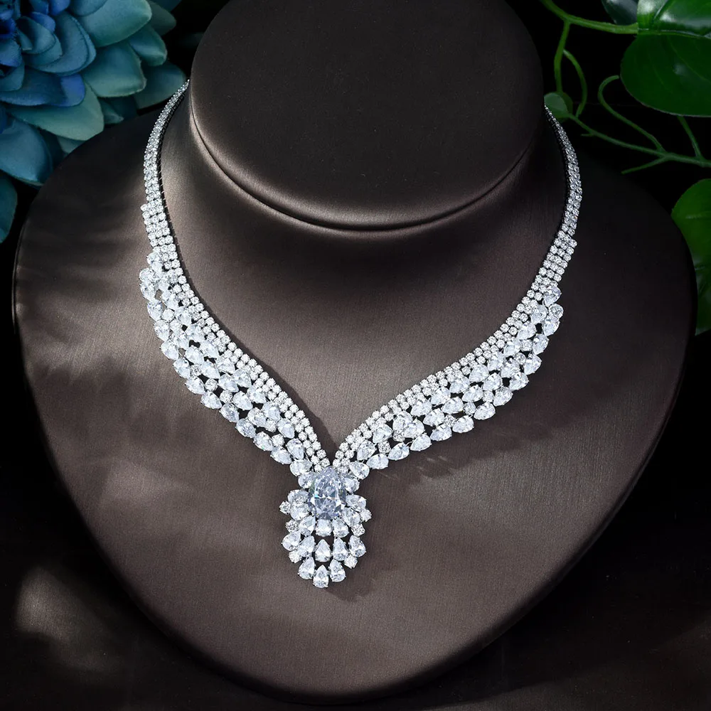 HIBRIDE новинка очаровательный Свадебный комплект ювелирных изделий 4 шт. ожерелье