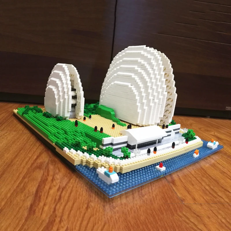 PZX 9915 мировая архитектура Zhuhai Shell Opera House 3D модель DIY Мини Алмазные блоки кирпичи