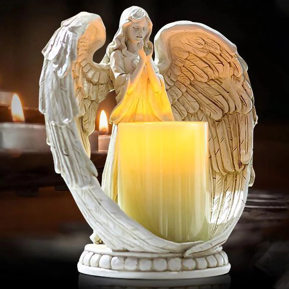 

Praying Angel Statue Wing Angel Flameless Led Candle With 6h Timing Function Angel Statue Decoration Home Wedding Christmas