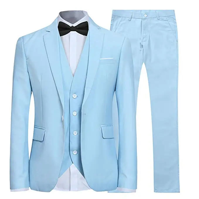 Мужской костюм из 3 предметов приталенное однотонное официальное платье на одной