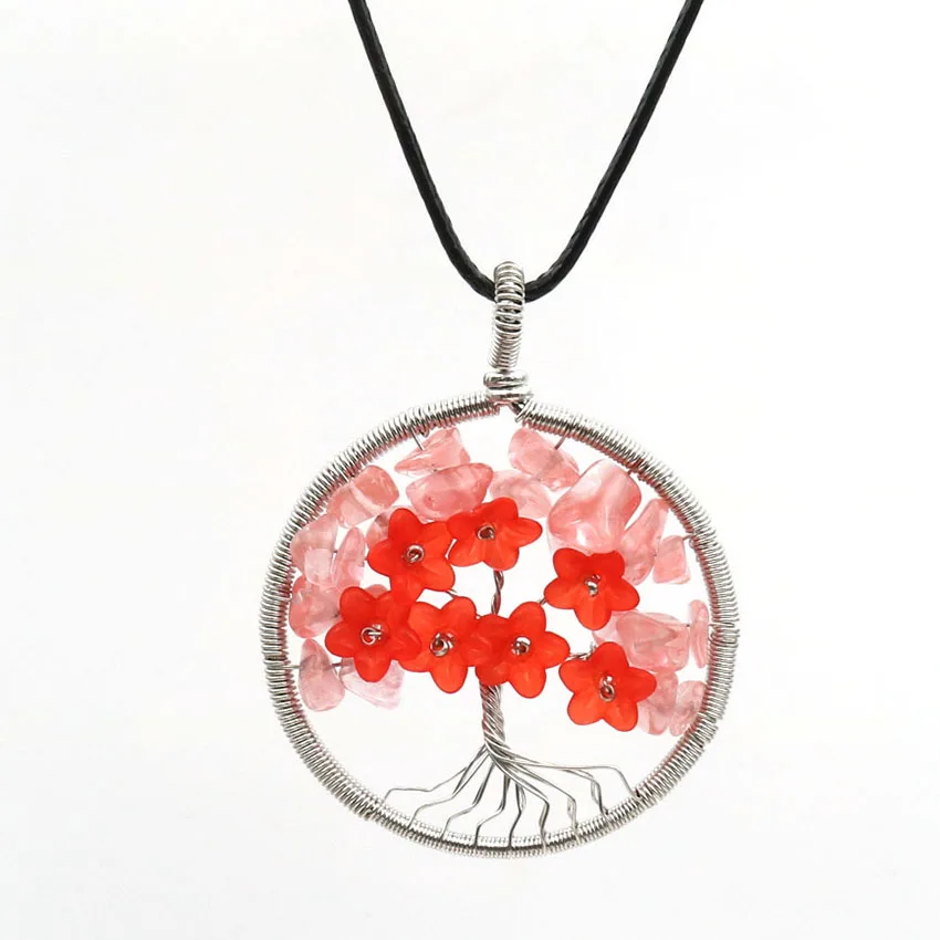 Уникальное посеребренное ожерелье FYJS украшение из вишневого кварца | Украшения и