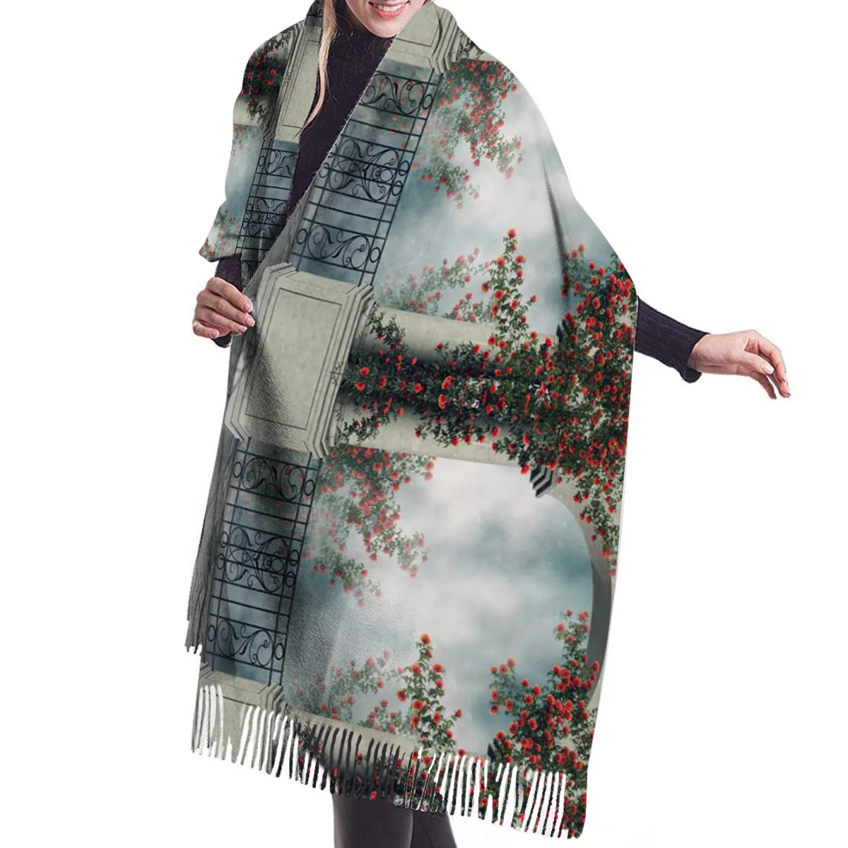 Balcony Roses Vine шарф унисекс толстые теплые зимние шарфы кашемировый Повседневный