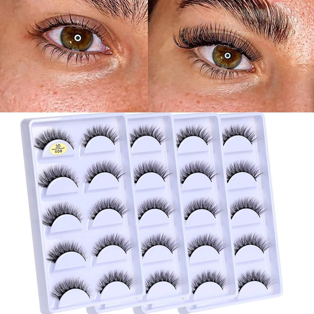 

5Pairs 3D Faux Mink Eyelashes Makeup Natural Long False Eyelashes Dramatic Lashes Extension HandMade Fake Eyelash For Beauty