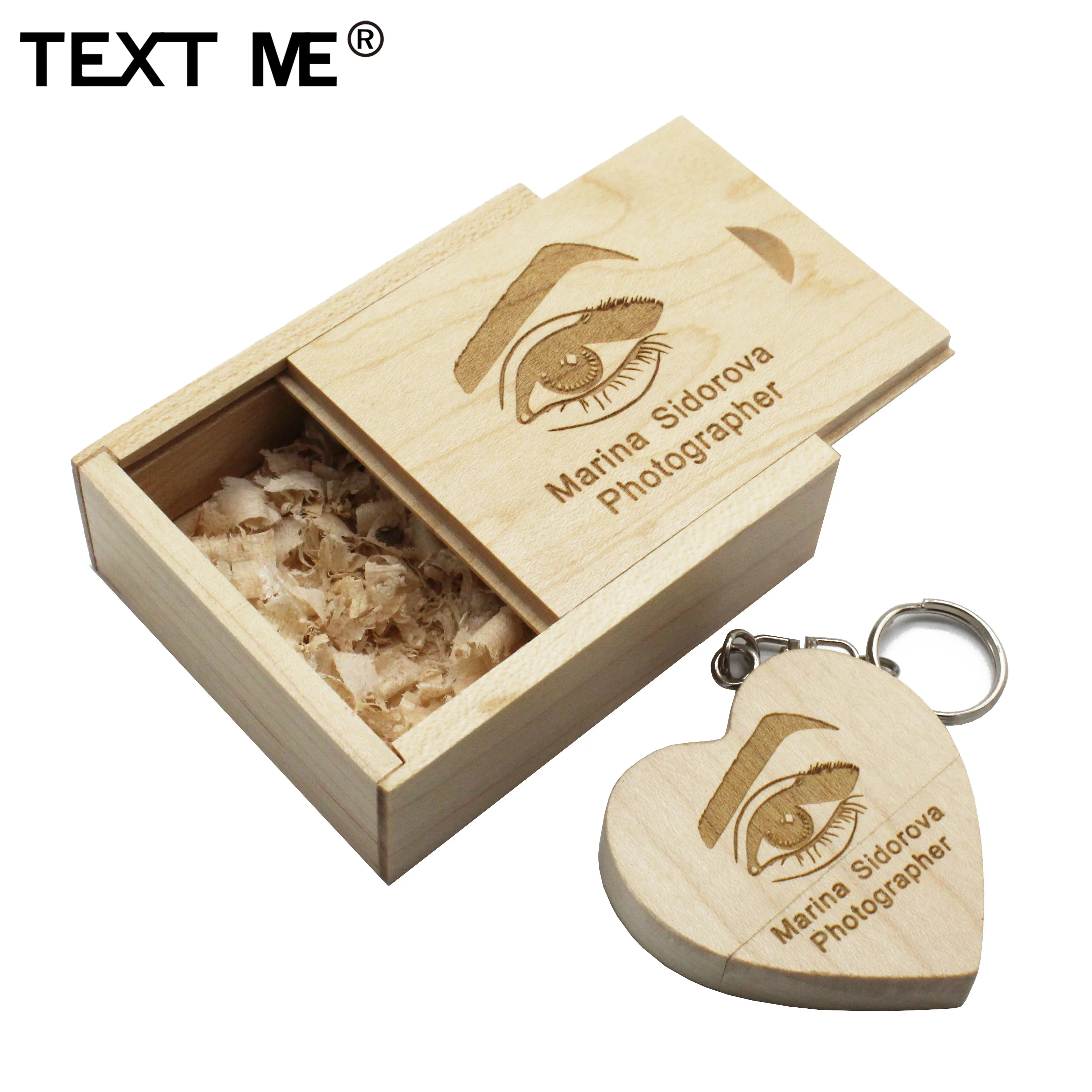 TEXT ME Деревянный сердце любовь+ коробка персональный логотип usb флэш-накопитель 4 ГБ 8 ГБ 16 ГБ 32 ГБ 64 ГБ usb 2,0 фотография