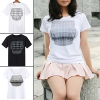 new women tee tops cute fashion t shirts sleeve visual illusion short cropped top summer slim tops for women girls whstore