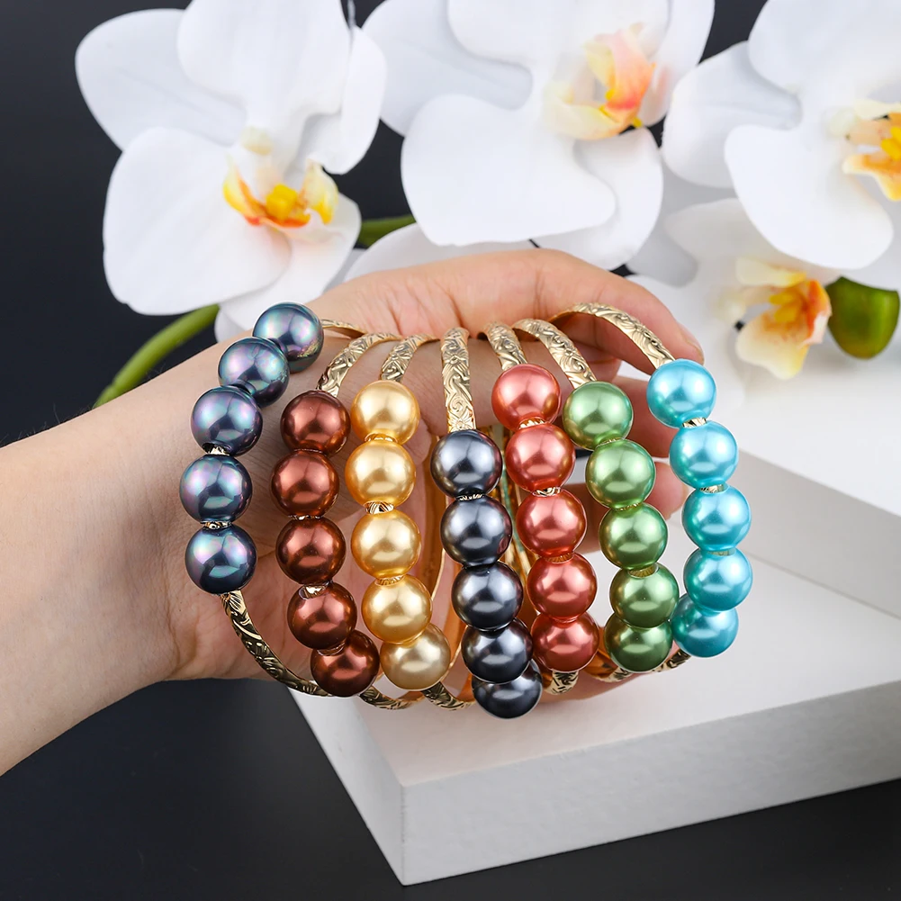 

SophiaXuan Hawaiian Polynesia Copper Bracelet Woman Fashion 8 Color Pearl Bracelets Beach Wholesale Jewelry 2021 for Women