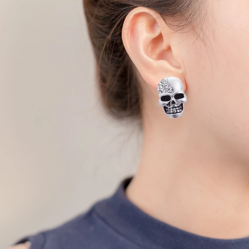 

Retro And Skull Head Ear Piercing Stud Earrings Unique Dangler Ghost Studs