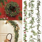 Рождественский венок из ротанга, искусственная лоза 150 см, висячая цветочная гирлянда, рождественские украшения для дома, Рождественский Декор для двери камина