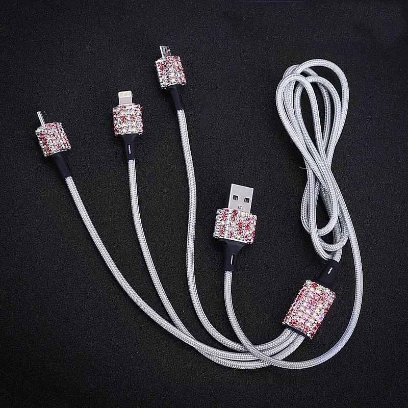 3 в 1 USB-кабель для зарядки и передачи данных с кристаллами