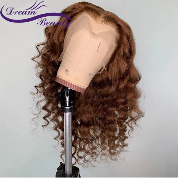 Dream Beauty Ombre Human Hair 13X6 Lace Front Wig 180 Density Brazilian Remy Wave With Baby Hair Bleached Knots Pre Plucked