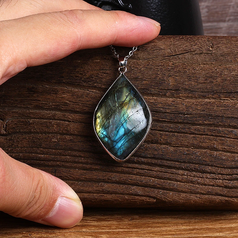 Ожерелье из натурального Лабрадорита для мужчин и женщин модные кулоны ручной