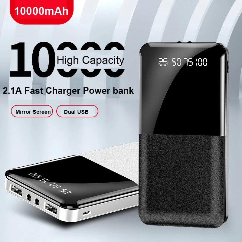 Портативный внешний мини аккумулятор 10000 мАч а быстрая зарядка двойной выход с 2
