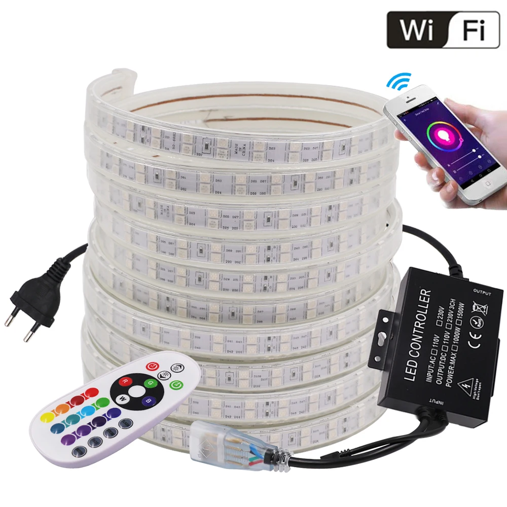 5050 WIFI Led Streifen Licht RGB 120Led/m Zweireihig 24key Remote Kit Flexible Led Band Wasserdichte IP67 Decortion innen Beleuchtung