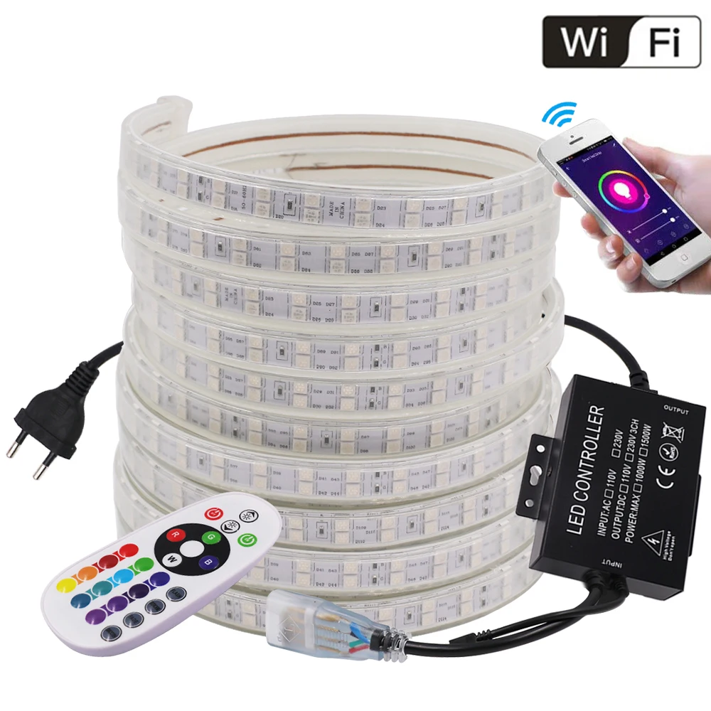 Двухрядный светодиодный светильник WIFI RGB 5050 120Led/m 24key дистанционный набор гибкая