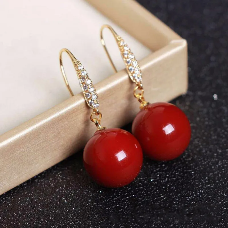 Серьги из натурального темно морского органического рубина серьги капли 14