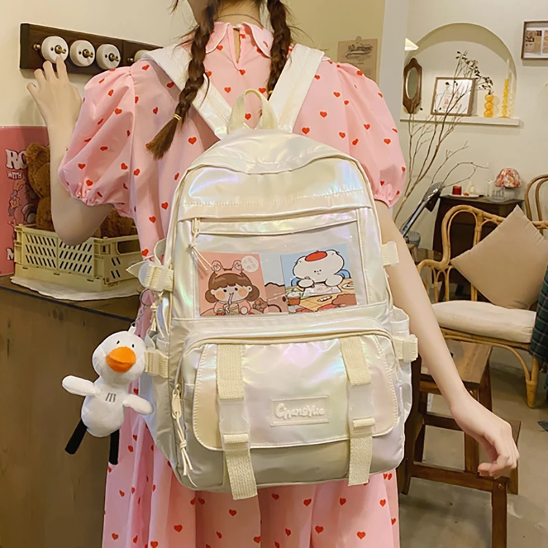 

Shoulders Bag Multi Pocket With Pendant Schoolbag Women Knapsack Likable Youth Satchel Cute Cartoon Student Girl Backpack