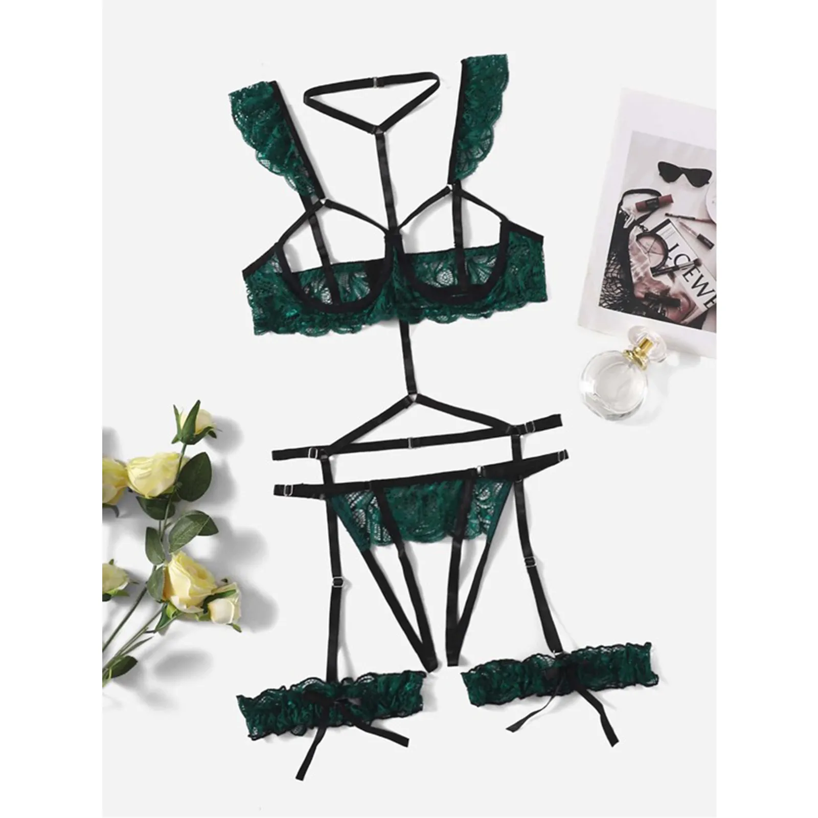 3 шт. эротическое нижнее белье сексуальный комплект нижнего белья женский