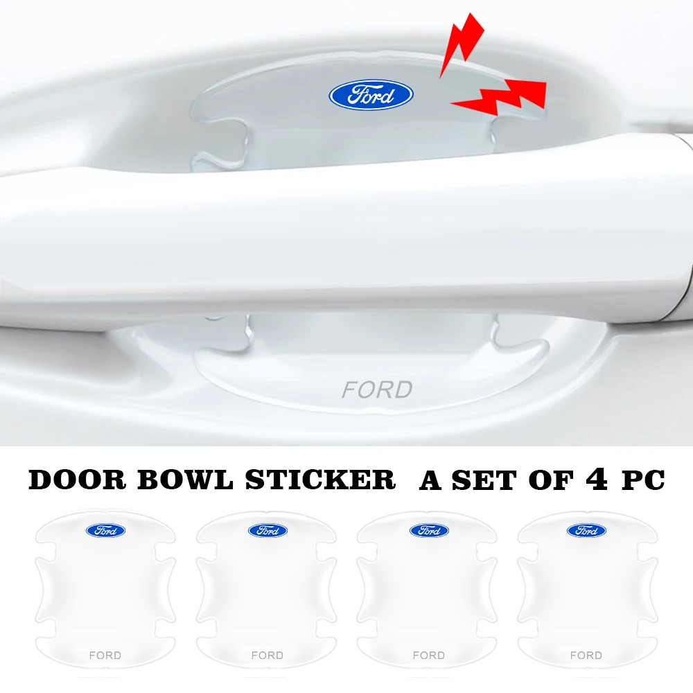 

4pcs Car Door Handle Protection Film Transparent Auto Logo Door Bowl Stickers Accessories For Ford Focus 2 3 Fiesta MK1 MK2 MK3