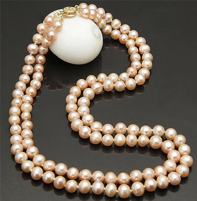 Жемчуга 18. Чокер из жемчуга с розовыми бусинами. Сережки с двумя жемчужинками. Жемчуга 18. Двойные серьги с жемчугом.