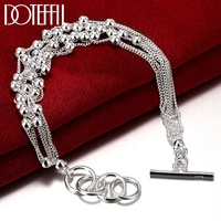 doteffil 925 sterling silver smooth beads multi chain bracelet for woman charm wedding engagement fashion party jewelry