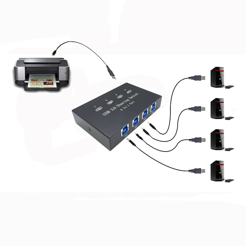 Коммутатор iT well USB3.0 переключатель 4 компьютера совместное использование 1 USB 3 0