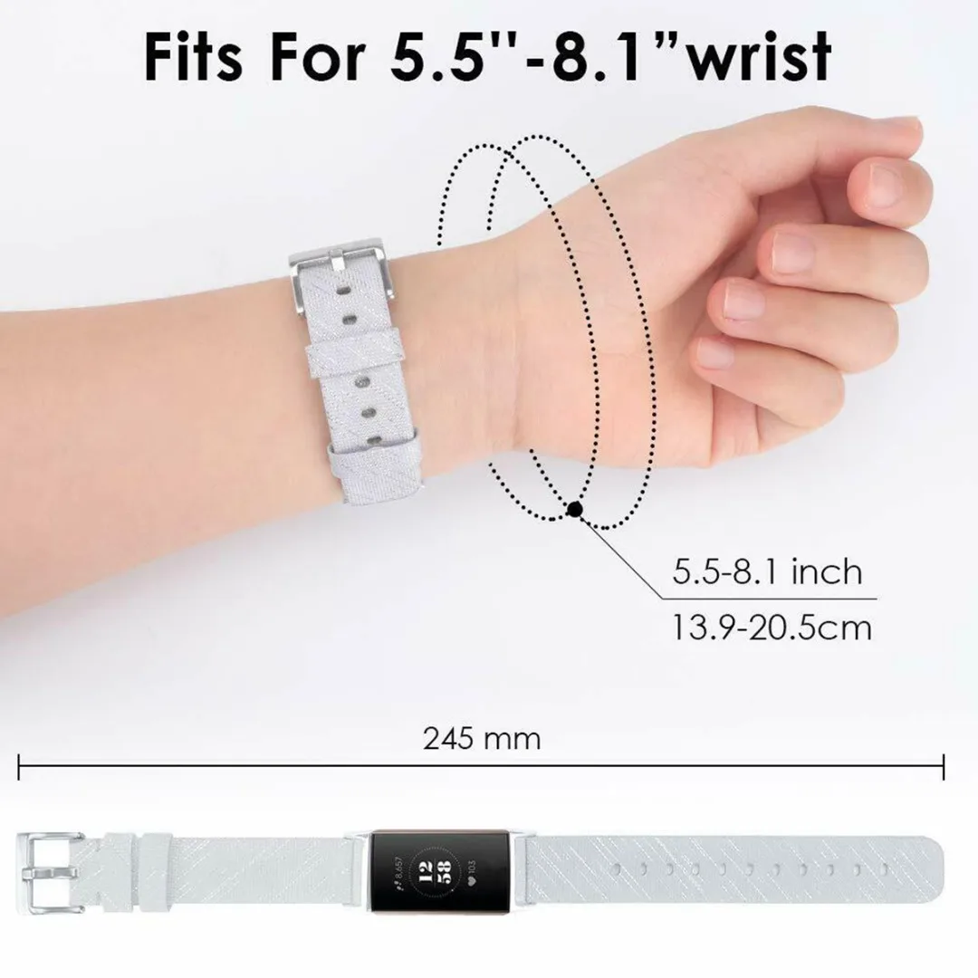 Плетеная холщовая ткань сменный ремешок Часы Аксессуары Браслет для Fitbit заряд 3