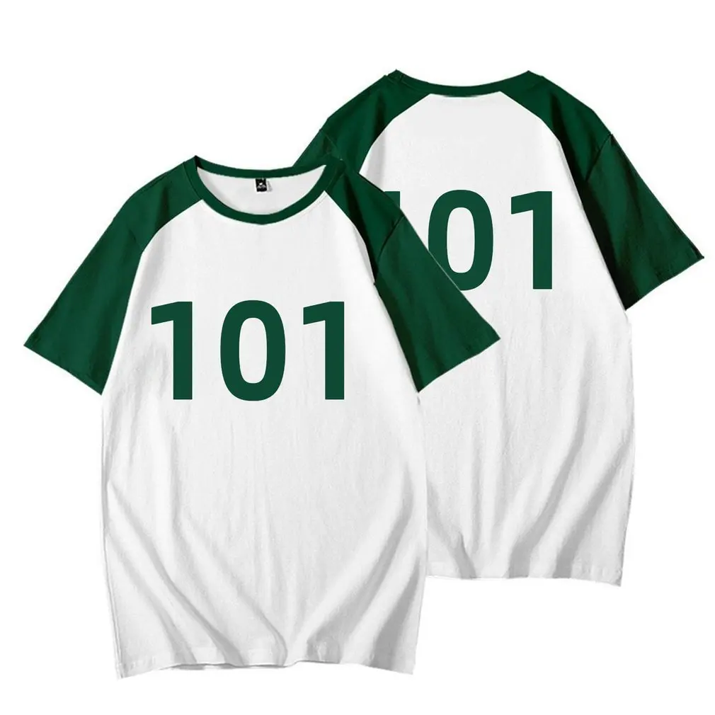 

T-shirt Color Contrast Top Short Sleeve Round Neck T-shirt Loose Number Round Neck Casual Short Sleeves