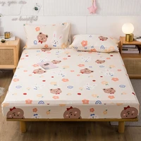 new on the product1pcs 100cotton printed fitted sheet mattress cover four corners with elastic band bed sheetno pillowcases