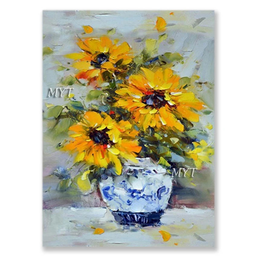 

No Framed Hand Painted Abstract Acrylic Sunflowers Oil Painting On Canvas Modern Living Room Decorative Picture Art Hand-Painte