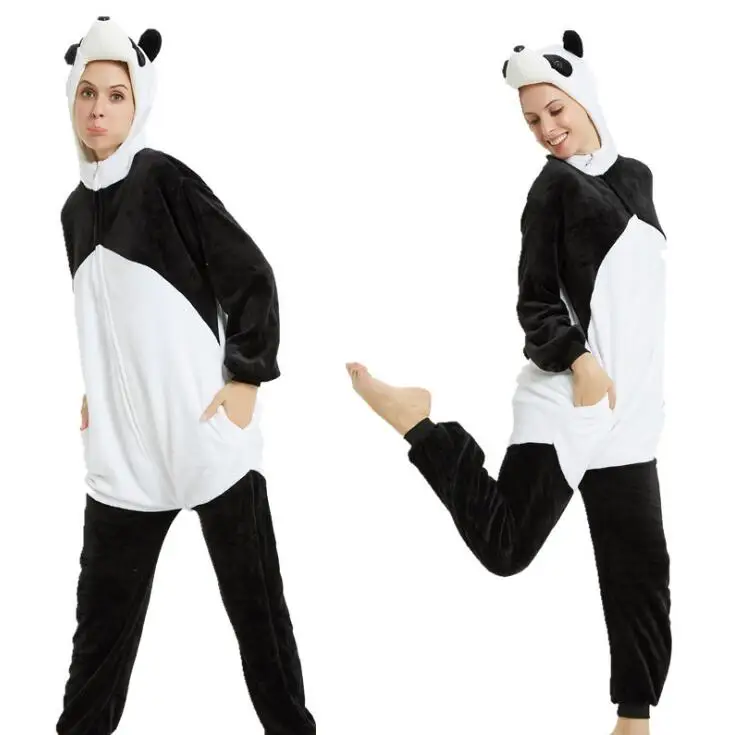 Фланелевая Новинка для взрослых Кигуруми 3D панда комбинезон на молнии с героями