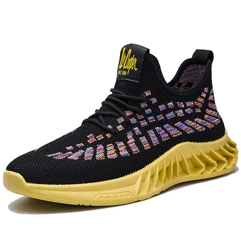 

2021 Summer New Fashion Men's Shoes Trendy Casual Shoes Flying Woven Lace up Running Shoes Breathable Korean Style Sports Shoes