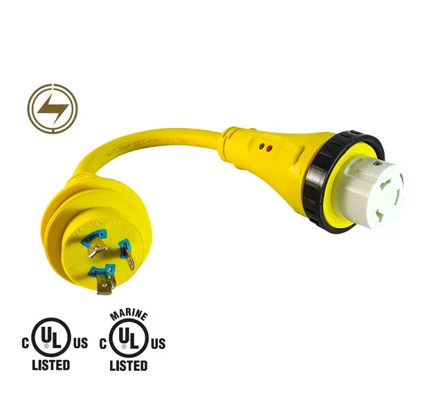 

Shore Power Cord Adapter 30AMP lock Male L5-30P to 15AMP Female SS2-50R Pigtail 1.5FT