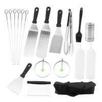 12pcsset frying spatula cooking spatula set stainless steel teppanyaki barbecue tool ketchup bottle oil brush bbq grill set