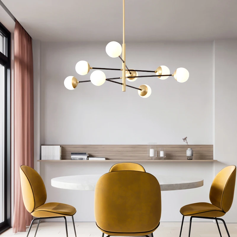Modern Nordic E27 Lights Black LED Chandelier Lighting Edison 4/6/8Lights Chandeliers Indoor Light Fixture Not Included Bulbs | Освещение