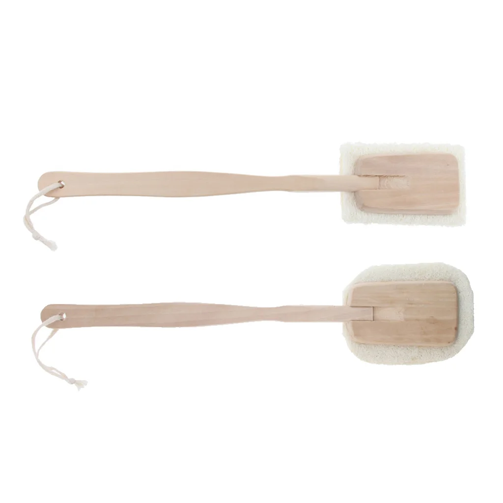 Натуральная люфата съемная Длинная Деревянная Ручка для ванной душа задняя