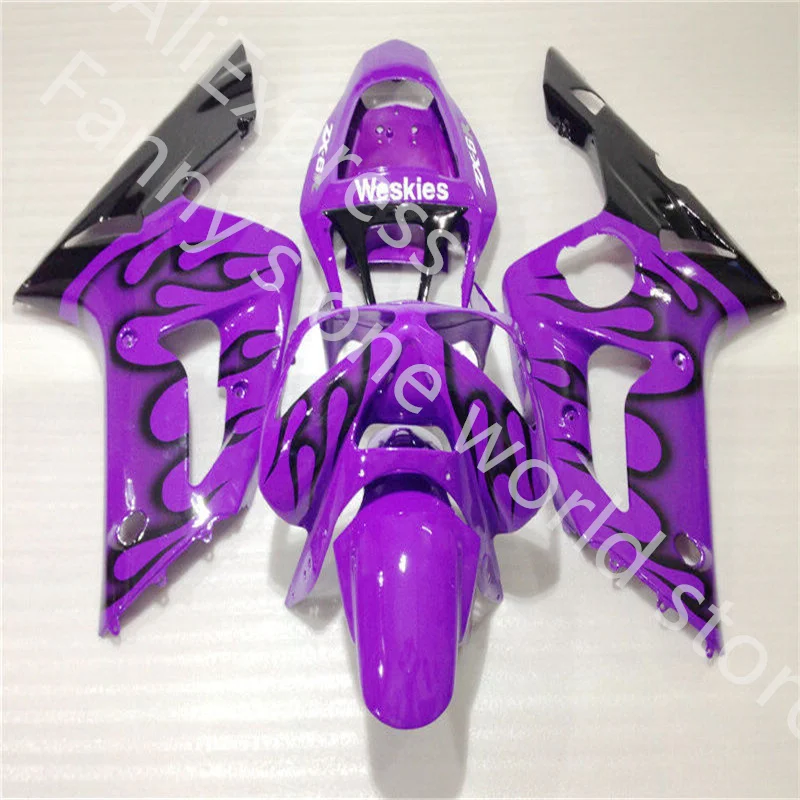 

For Kawasaki ZX6R 636 2003 2004 2003-2004 ZX-6R ZX 6R 03 04 03-04 purple black Fairing Kit (Injection Molding) purple flames