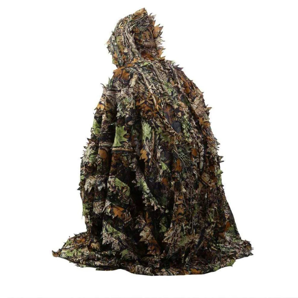 

Leafy Poncho Jungle Ghillie Suits Hunting Camouflage Clothes 3D Bionic Leaf Yowie Mesh For Hunting Add Uttons More Convenient