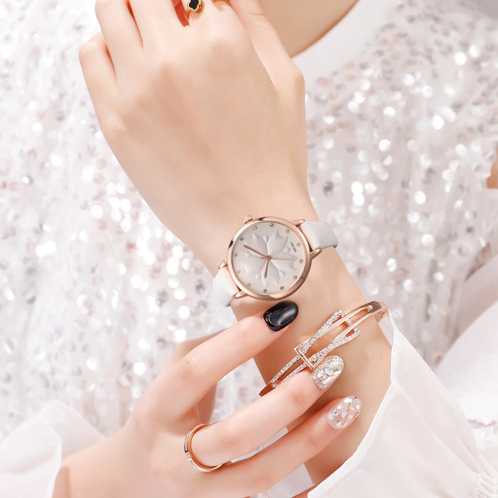 Fashion Leather Strap Women Watch Casual Love Flowers Quartz Wrist Ladies Luxury Watches relogio feminino Gift | Наручные часы