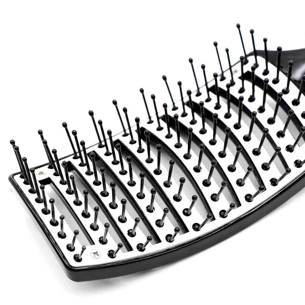

New Design Ceramic Coated Aluminum Hair Brush Heat Resistant Anti Static Hair Curve Brush Detangle With Tail Salon Hair Comb