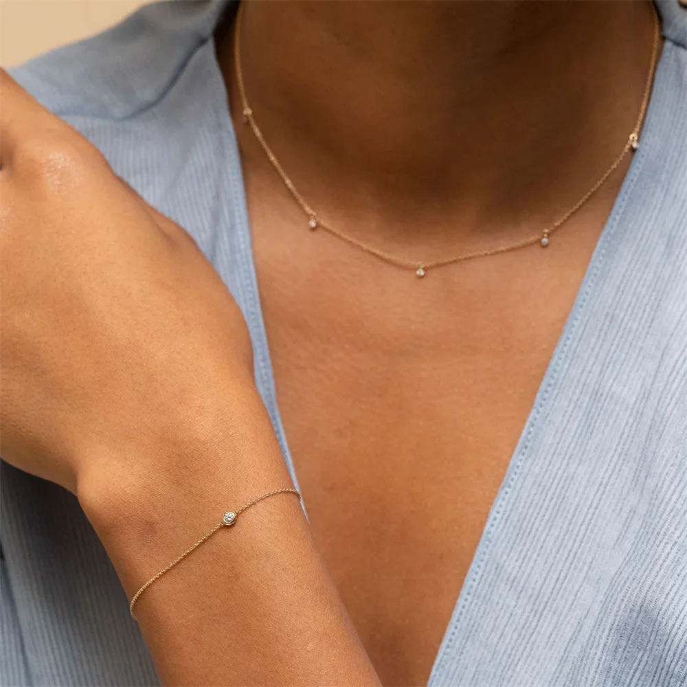 Браслет-цепочка из серебра 925 пробы с фианитами | Украшения и аксессуары