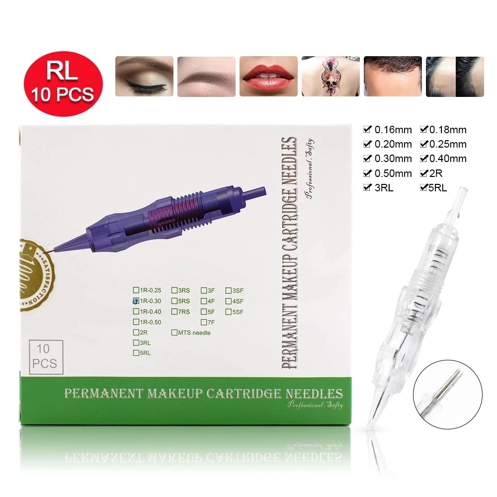 

Biomaser 10PCS Revolution Tattoo Needle Permanent Makeup Cartridge Needles For Tattoo Machine Kit Eyebrow Needle 1R,2R,3R,5R