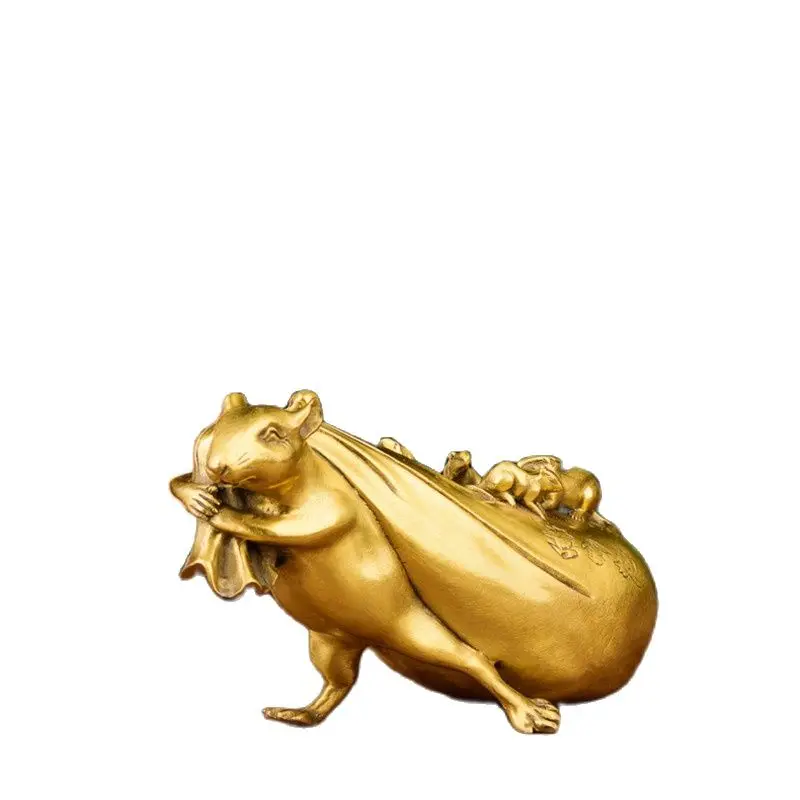 

Rats pull gold bags, bronze rats mice, fortune, and Fengshui copper ware