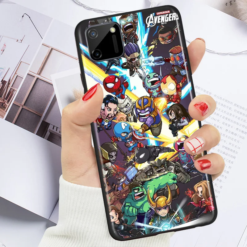 

Marvel Avengers Super Hero Cartoons For OPPO Realme 7i 7 6 6S 6i 5 5S 5i 3i Narzo 10 20 Pro Global TPU Silicone Black Phone Case