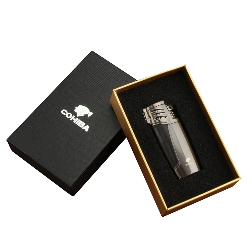 Газовая зажигалка COHIBA 3 фонарика зажигалки для сигарет переносной аксессуар